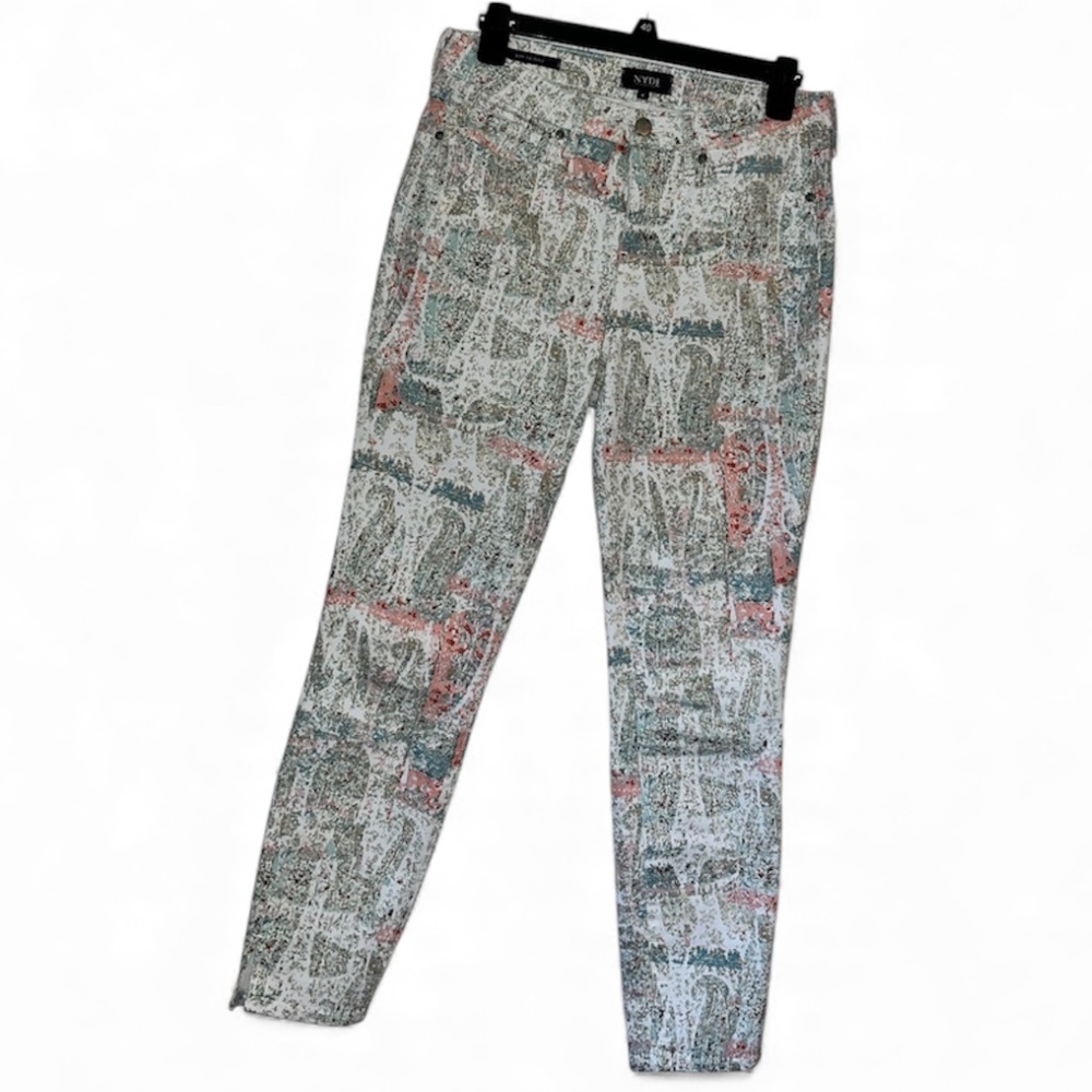 NYDJ Women Multi Ami Ankle Skinny Jeans in Paisley Impression Canyon Clay Sz-6/8